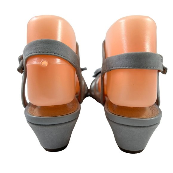 Clarks Artisan Sandals Parram Stella Blue Gray Nubuck Shoes Size 6.5 M Rosette - Picture 4 of 10